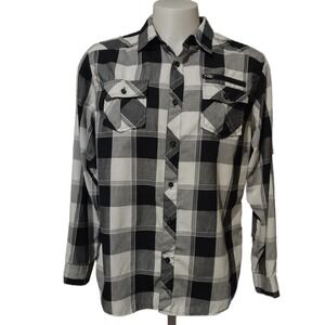 Eighty Eight Platinum Shirt XL Mens Buffalo Plaid Streetwear Edgy Black White XL